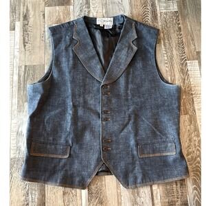 Il Canto 46L Blue Denim Suit Vest Waistcoat Notched Lapel Western Country